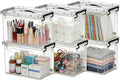 6 Pack Clear Storage Bins with Lids, 28 Qt-Stackable Plastic Organizer for Home, Office, Garage, BPA-Free, Heavy-Duty, See-Through Containers with Secure Latches & Handles