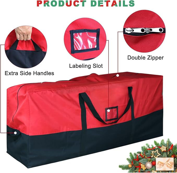 Christmas Tree Storage Bag, Fits Up to 9 Ft Artificial Trees, Large Heavy-Duty Waterproof Storage Bags with Reinforced Handles, Dual Zippers & Card Slot, 600D Oxford Extra Large Moving Bags