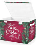 Christmas Baskets Collapsible Storage Bins with Lids, Merry Christmas Happy New Year Storage Boxes Clothes Baskets for Organizing