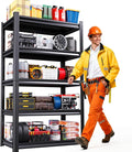 5-Tier 72”H Garage Shelving, Adjustable Garage Shelves, 2500 Lbs Storage Shelves Heavy Duty, Garage Shelf for Tool Organization, Storage Shelves for Basement, Warehouse, Black (72''H×35.4''W×12''D)