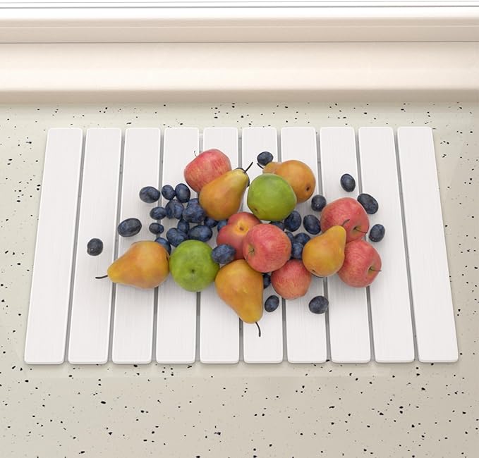 YEECOPON 23.6" x 15.4" Dish Drying Mat for Kitchen Counter, Foldable Fast Drying Stone Mats, Non-Slip Super Absorbent Diatomite Mat for Dishware & Fruits & Vegetables