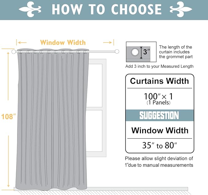 ChrisDowa Room Divider Curtain 108 Inches Long, Wide Blackout Sliding Door Curtain for Bedroom, Room Darkening Privacy Window Curtain for Patio Door (1 Panel Set, Cappuccino, 100 x 108 Inch)