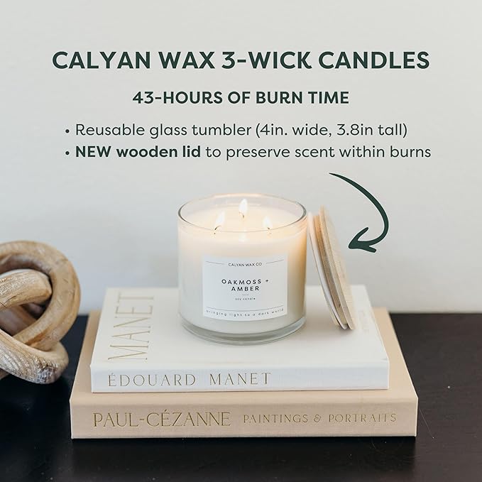 Calyan Wax Co. Passionfruit & Ginger 3 Wick Scented Candle - 43 Hour Burn - Luxury 3 Wick Soy Candles - Non Toxic Soy Wax Candles - Long Lasting Large Glass Jar Candle for Home - 14.9oz