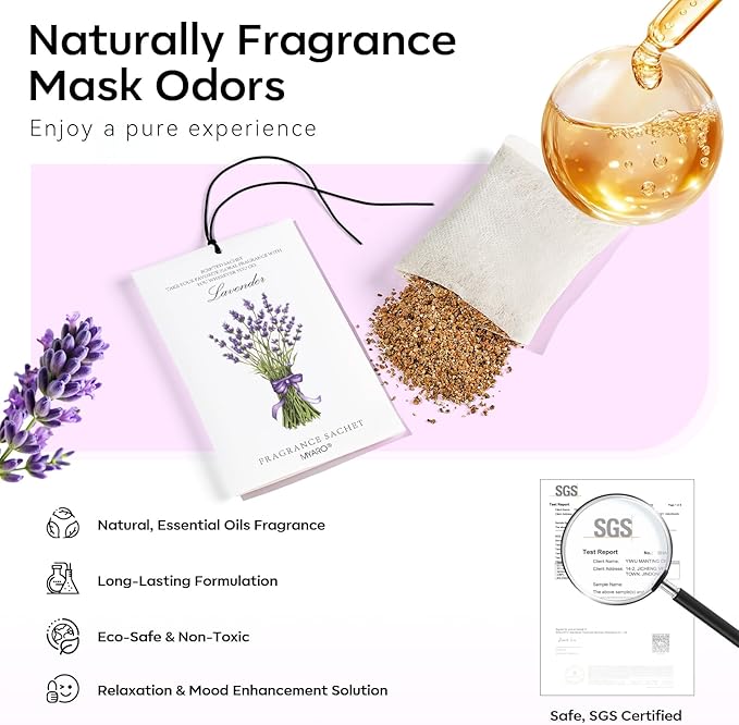 MYARO 12 Packs Scented Sachets for Drawer and Closet, Long-Lasting Potpourri Bags Closet Air Freshener Home Fragrance Sachet 3 Scents Options- Lavender, Bloomy Flower, Gardenia