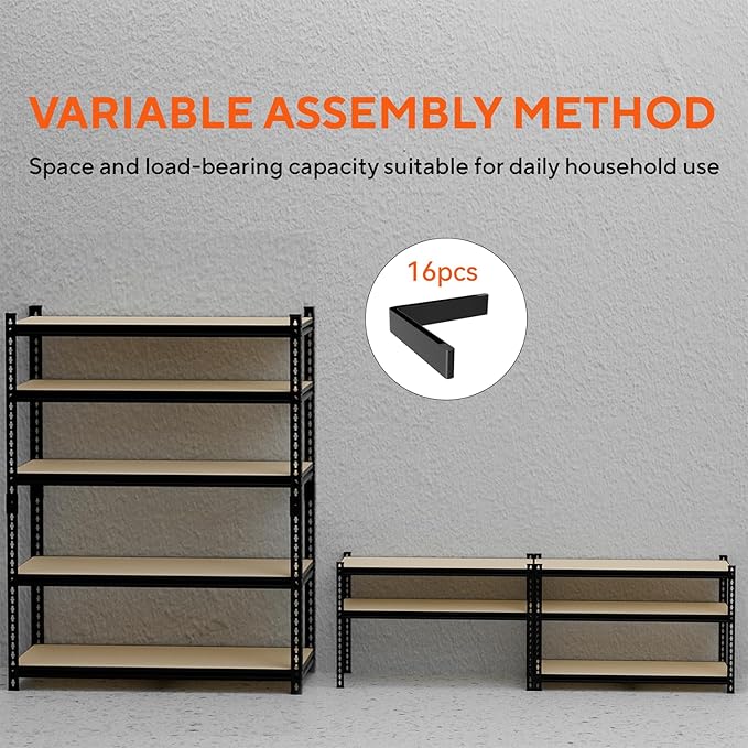CXDMB 5 Tier Garage Shelving, 2500 LBS Adjustable Heavy Duty Garage Shelves,Metal Storage Shelves Unit for Basement,Warehouse,Pantry Kitchen