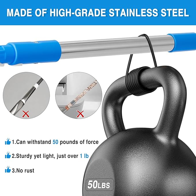 Feeloco 75'' Window Squeegee Cleaner Tool, Professional Window Cleaning Kit for Glass with 360° Rotation & Extension Pole- Glass Cleaner Tool with Scrubber for Windows,Glass,Bathroom,Shower