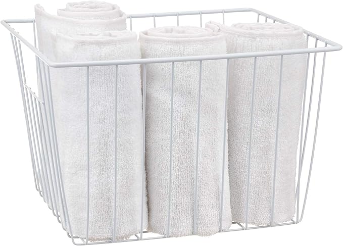 Nprohuge Upright Freezer Organizer Bins， Freezer Baskets for 14, 15 cu.ft Standup Freezer, Wire Storage Bins with Built-in Handles for Frozen Foods, Snacks, Vegetables, Fruits and More, 3Pcs , White