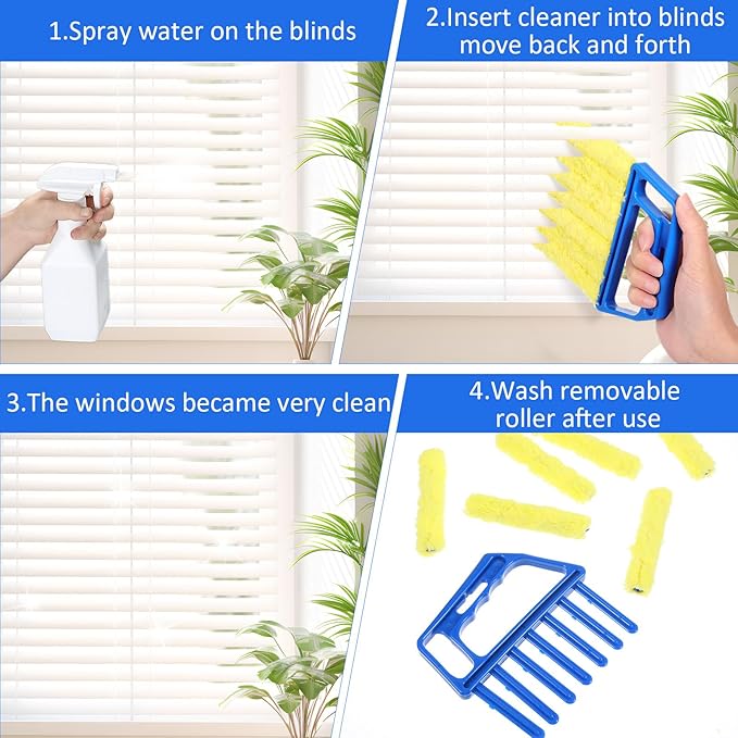 Shimmeroo 2PCS Blinds Cleaner Tool, 2025 Upgrade 7 Fingers Window Blind Dusters with Reusable Washable Sleeves for Cleaning Window Air Conditioner Vent Shutters Wood Vinyl Blinds