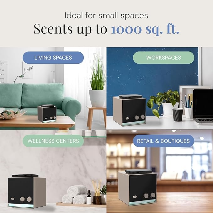 Air Esscentials Smart Scent Air Machine for Home, Office, Spa & Hotel, Switch Between 2 Fragrances, Bluetooth & Waterless Oil Diffuser with Cold Air Technology, Covers 1,000 sq. ft., Duo Scent Tuner