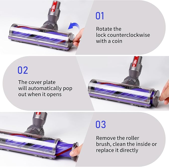 Quick-Release Replacement Vacuum Head Compatible with Dyson V7,V8, V10,V11,V15 Cordless Vacuum Cleaners, Upgrade Anti-Tangle Replacement Head for Carpets Rugs