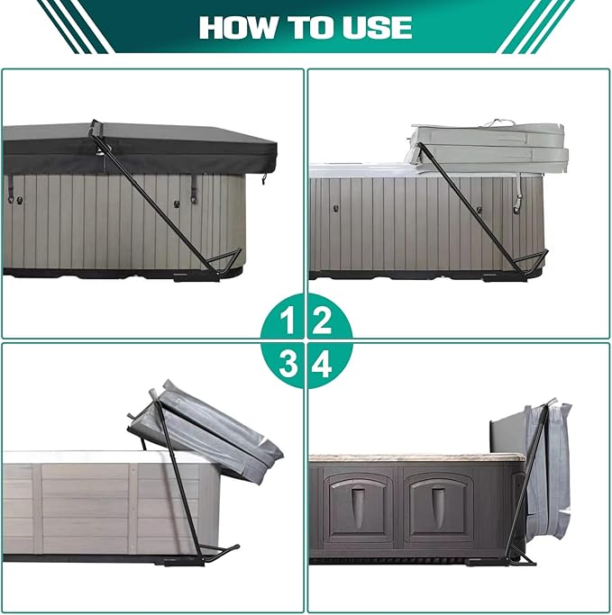 Spa Cover Lift, Under Mount Hot Tub Cover Lift Removal System Reinforced Bracket with 2 Top Mount Foam Cover, fits Most Hot Tub Sizes Spa Cover Lifts