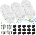 15+15 Pack Cat Water Fountain Filters, Replacement Pet Carbon Filtration with 15 Pre-Filter Sponges for Dog Stainless Steel Fountain, Fit for 67oz, 95oz, 108oz or 135oz Automatic Dog Water Dispenser