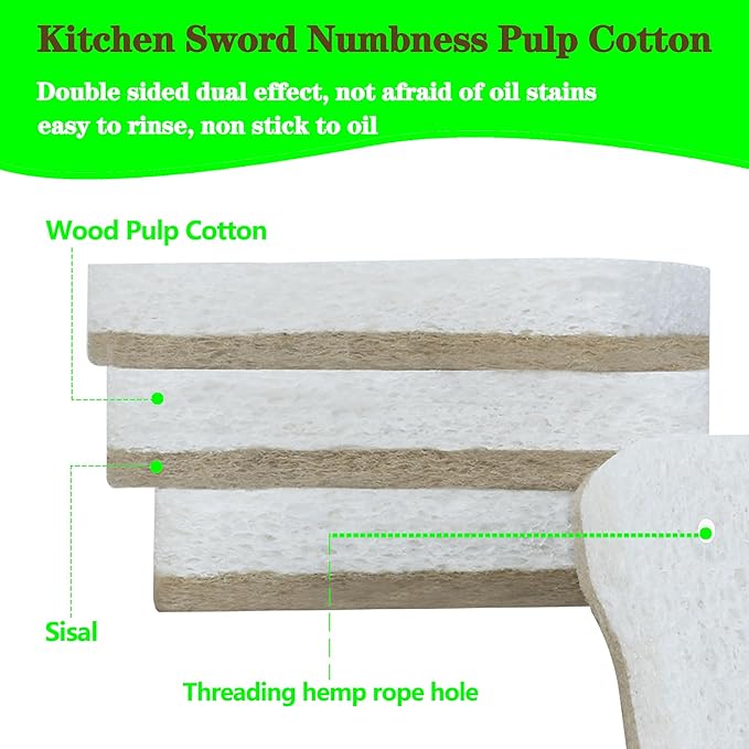 SCHCHNCH Organic Compostable Biodegradable Cellulose Sponges for Cleaning Kitchen Dishes/Sink/Pot/Potato, 10 Pack