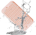 ZLR Silicone Sponge Holder & Sink Caddy Tray (6" x 12") - Narrow Dish Drying Mat for Kitchen Counter - Waterproof Soap Dispenser Organizer, Non-Slip Bathroom Vanity Tray (Peach Pink)