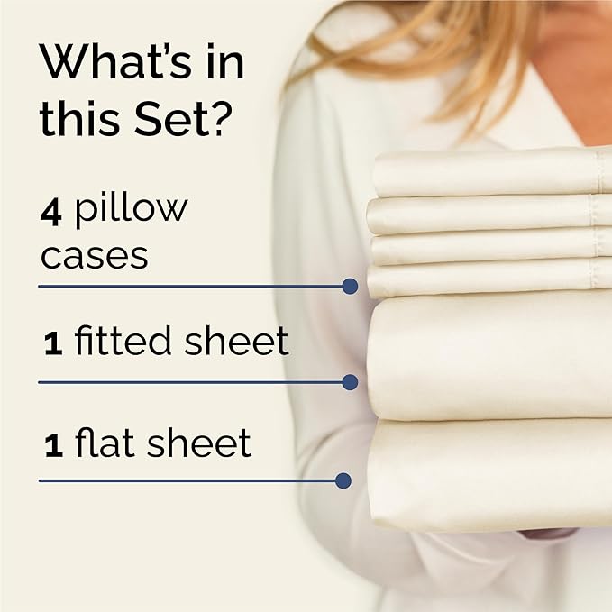 King 6 Piece Sheet Set - Comfy Breathable & Cooling - Ultra-Soft Hotel Luxury Bedding Set with 8-16 Inch Deep Pockets - 1 Flat & 1 Fitted Sheet & 4 Pillowcases - Wrinkle Free & Easy Care - Off White