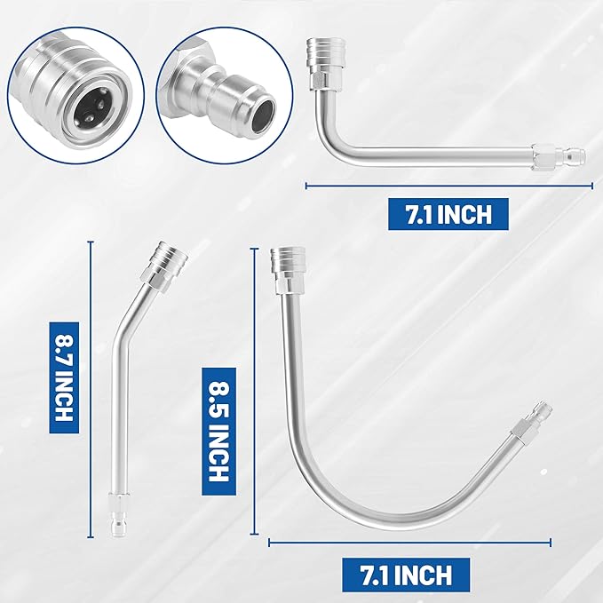 M MINGLE Pressure Washer Extension Wand - Gutter Cleaner Attachment - 30°, 90°, 120° Curved Rod, 1/4" Quick Connect, 4000 PSI