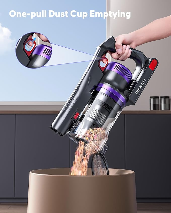 Cordless Vacuum Cleaner 600W 50KPA Powerful Suction 65 Mins Stick Handheld Vacuum Cleaners Green LED Anti-Tangle Brush Aromatherapy 1.8L Dust Cup One-Touch Empty for Carpet/Hardwood/Pet Hair/Car/Stair