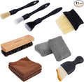 11PCS Car Interior Cleaning Dust Brush Detailing Set, Microfiber Cloth & Applicator, Single-Head Detailing Brushes, Natural Bristles, Scratch-Free & Ultra-Soft for Seats Leather Care or Cleaning