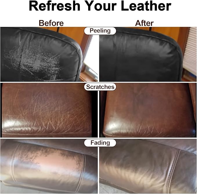 drtulz Black Leather Recoloring Balm, Leather Color Restorer Conditioner, Leather Repair Kits for Vinyl Furniture, Sofa, Car Seats, Shoes - Repair Leather Color on Faded & Scratched Leather Couches