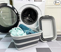 SAMMART Set of 2 Collapsible Plastic Laundry Basket - Foldable Pop Up Storage Container/Organizer - Portable Washing Tub - Space Saving Hamper/Basket (Grey/Steel Grey, 27L)