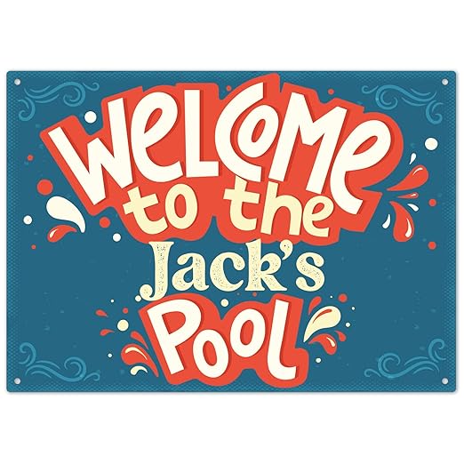 Custom Pool Sign, Welcome To The Pool Fun For Pool Décor Sign, 10x14 Inches, Rust Free .040 Aluminum, Fade Resistant, Made in USA by Sigo Signs