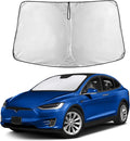 EcoNour Windshield Sun Shade Compatible for Tesla Model X 2016–2025 | SUV Front Window Sunshade | Foldable Sun Visor Protector | UV & Heat Reduction Cover
