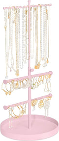 Jenseits Jewelry Holder Organizer Stand, 3 Tier Necklace Organizer Earring Holder Tree, Adjustable Height Jewelry Display Towers, Long Necklaces Bracelets Jewelry Storage Rack Gift For Women, Girls