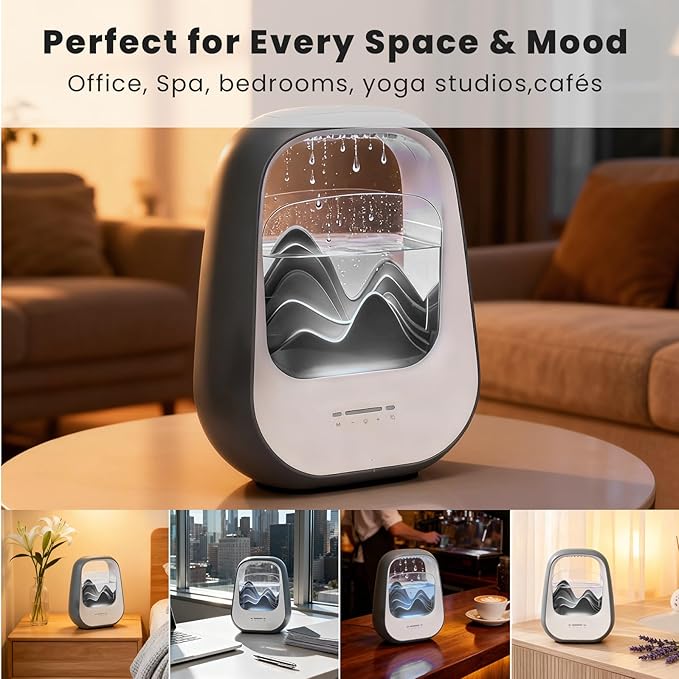 Rain Drop White Noise Machine with Realistic Rain Sounds – Sleep Therapy Humidifier, Bluetooth Speaker, Ambient Light & Aroma Diffuser for Bedroom Relaxation, Meditation & Stress Relief
