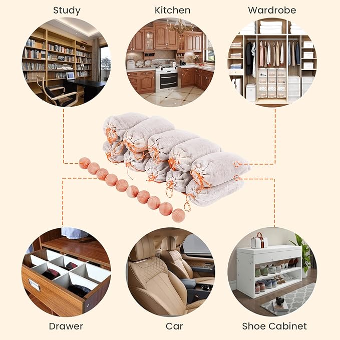 Homode Cedar Bags and Sachets - Aromatic Cedar Wood Blocks and Shavings for Clothes and Shoes Storage, Ideal for Closets and Drawers, 20 Pack