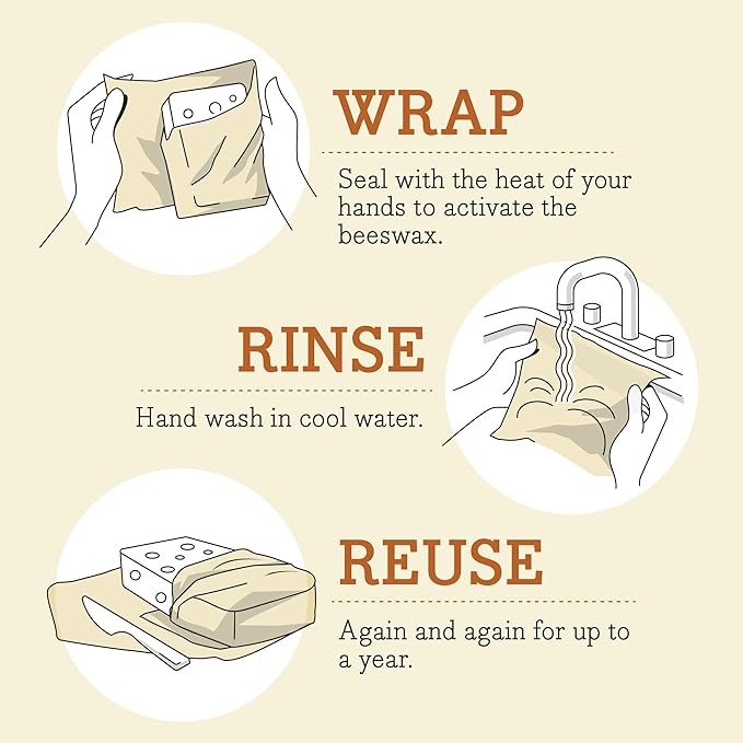 Bee's Wrap Beeswax Wraps for Food - Made in USA Reusable & Organic Food Wraps, Sandwich Wrap & Bowl Covers - Eco-Friendly Alternative to Aluminum Foil & Plastic Wrap, Ocean 3 Pack (S, M, L)