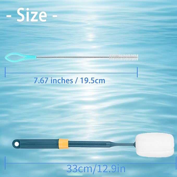 Dishwashing Foam Sponges Brush Telescopic Long Handle Scrubbing Brushes for Clean Dishes, Sinks,Cookware,Coffee Glasses Pot Milk Cup Mugs Wine Bottle (4pcs+4straw Brush)