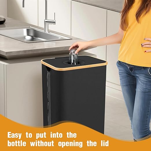 Recycle Trash Can Laundry Hamper with Lid, 100L Large Recycling Bins Laundry Basket Clothes Hamper, 26 Gallon Indoor Recycle Bin with 2 Reusable Inner Bag Bottle Cans Waste Plastice Glass