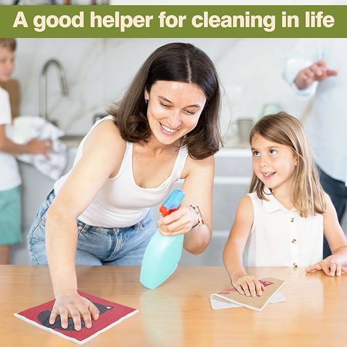 Yelasenari Swedish Dishcloths for Kitchen Reusable 6 Pack Kitchen Towels No Odor Quick-Drying Reusable Paper Towels Reusable Paper Towels Washable for Countertop, Sink, and Kitchen cat