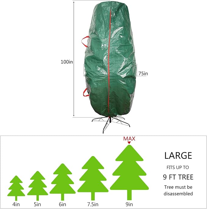 Sattiyrch Upright Christmas Tree Storage Bag – Tear Proof Material for Extra Durability – Holds up to 9 Foot Assembled Trees