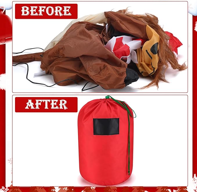 3 Pcs 21 x 12 Inch Christmas Inflatable Decorations Storage Bag with Blackboard Drawstring Waterproof Christmas Storage Containers for Holiday Xmas Ornaments Accessories Gift Organizer(Red)