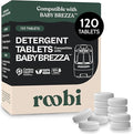 Roobi Detergent Tablets Compatible with Baby Brezza Bottle Washer Pro. Removes Milk Residue & Odor, Hypoallergenic Carbon Neutral Formula. 120 Count.