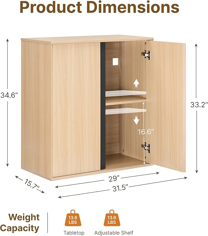 63" Sideboard Buffet Cabinet with Storage Modular Accent Display Kitchen Storage Cabinet Wood Coffee Bar Console for Living Room, Hallway, Kitchen, Dining Room,Natural Oak