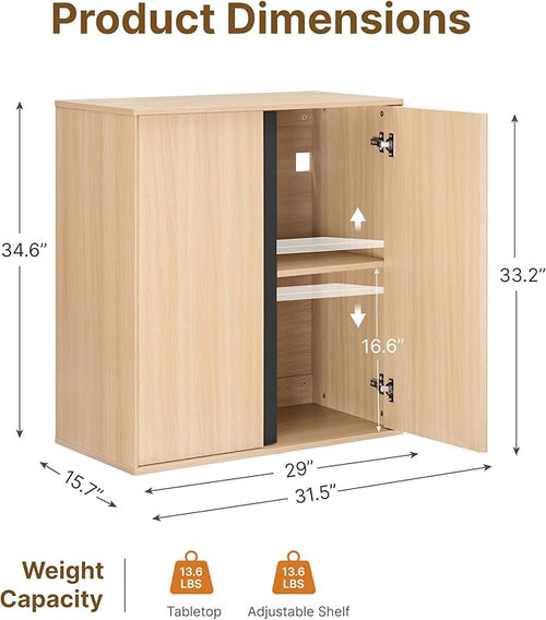63" Sideboard Buffet Cabinet with Storage Modular Accent Display Kitchen Storage Cabinet Wood Coffee Bar Console for Living Room, Hallway, Kitchen, Dining Room,Natural Oak