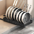 Enskatec 2 Pack Pots and Pans Organizer Under Cabinet, Sliding Pot Lid Holder and Pan Rack in Kitchen, Pull out Pot and Pan Organizer, for Pot Lid, Bakeware, Dishes, Pots and Pans Storage