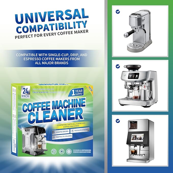 Coffee Machine Cleaner Descaler Tablets - 24 Count Compatible With Nespresso, Keurig, Ninja, Delonghi, Miele, Coffee Maker Pot Descaling,Descaling and Cleaning Tablets for Coffee Pot & Machines