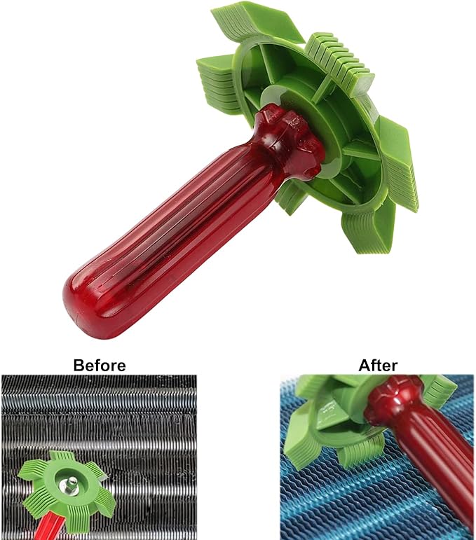 6-Piece Air Conditioner Fin Cleaning Kit HVAC Coil Cleaning Tool Set with Fin Comb Straightener Dual-Sided Microfiber Brushes Deep Cleaning Maintenance for AC Radiator, Vents, Evaporator Coils