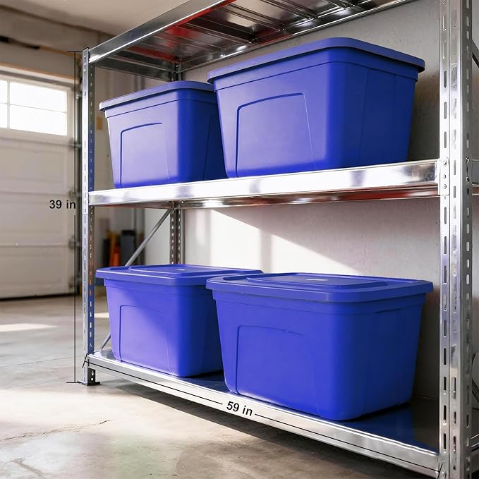 Storage Bins with Lids - Made in USA 18-Gallon (72-Quart) 4-Pack Storage Totes with Lids, Plastic Stackable Containers Large Storage Boxes for Home and Office Organization Blue/Blue