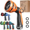 Water Hose Nozzle|Garden Hose Nozzle Hose Spray Nozzle with 10 Patterns High Pressure Hose Nozzles for Garden Hose for Watering Plants Washing Cars Pets(Orange)