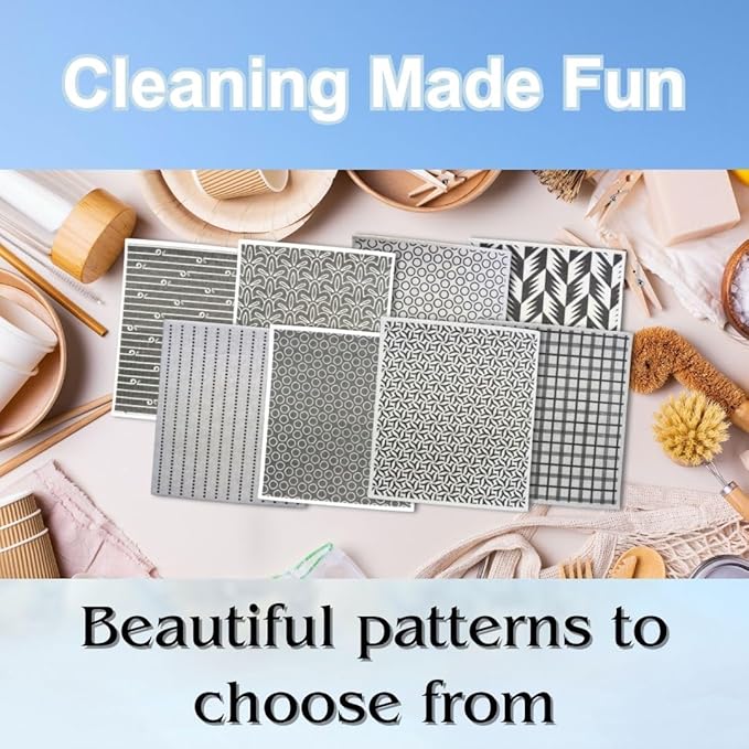 Sunshine State Goods Swedish Dishcloths for Kitchen - Ecofriendly Reusable Paper Towels, Biodegradable Dish Cloths - Cellulose Sponge Dish Cloths for Washing Dishes - 8 Pack (Black & White)