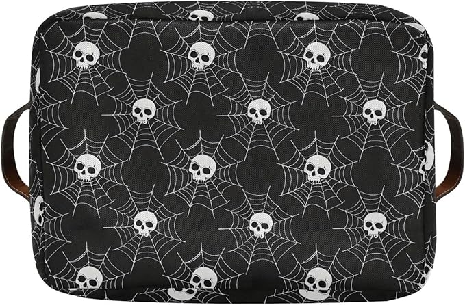 ALAZA Sugar Skull Web Halloween Foldable Storage Box Storage Basket Organizer Bins with Handles for Shelf Closet Living Room Bedroom Home Office 1 Pack