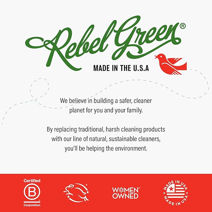 Rebel Green Sparkling Glass Spray - Streak-Free Natural Glass Cleaner for Windows, Mirrors, and Surfaces - Peppermint & Lemon Scent - 16 oz - 2 Pack