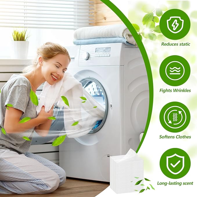 Heigble 600 Count Unscented Dryer Sheets Fabric Softener Fresh Scent Dryer Sheets Bulk Naturally Softens and Removes Static Cling, Ideal for Large Households, Sensitive Skin