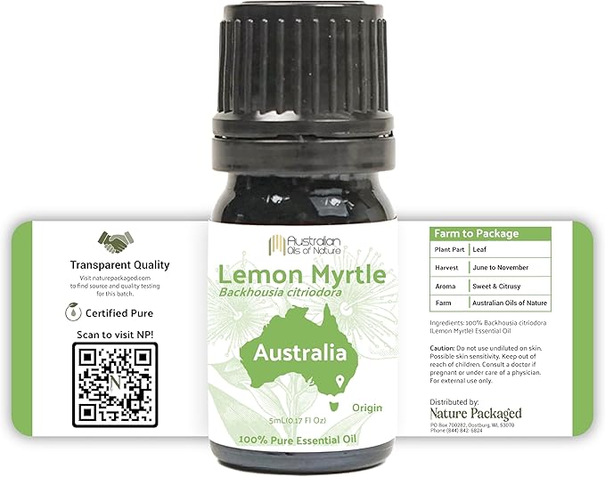 Lemon Myrtle Essential Oil - Experience an Invigorating, Fresh Citrus Aroma - Pure, Undiluted Therapeutic Grade Essential Oil - 5 ml