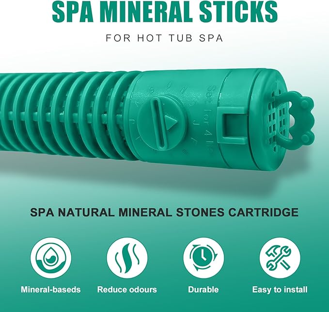 Replacement for Frog Filter Mate Mineral Cartridge, Prefilled Spa Stick Inserts for Hot Tubs, Reduces Chlorine/Bromine by 50%, Lasts 4 Months, Works for Frog Spa Sanitizing Systems