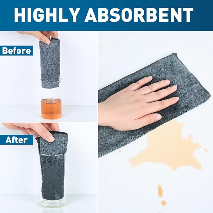 TEAWOO Gray Microfiber Cleaning Cloths Bulk Pack-400 Pack, Microfiber Towels Bulk, Towels for Cars, Cleaning Rags Gray (12x12 inches)